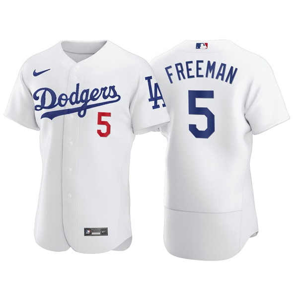 Men's Los Angeles Dodgers #5 Freddie Freeman White Flex Base Stitched Jersey